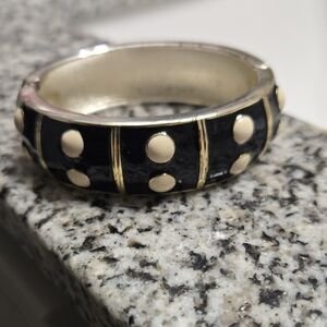 Premier Designs Black And White Dot Hinged Bracelet